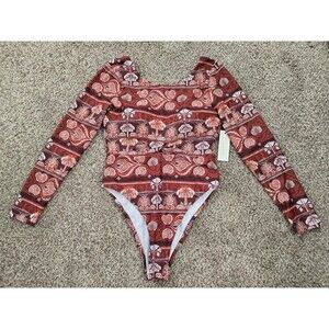 PHAX Women's Long Sleeve One Piece Swimsuit Entero Ancestra Size XL *NWT*